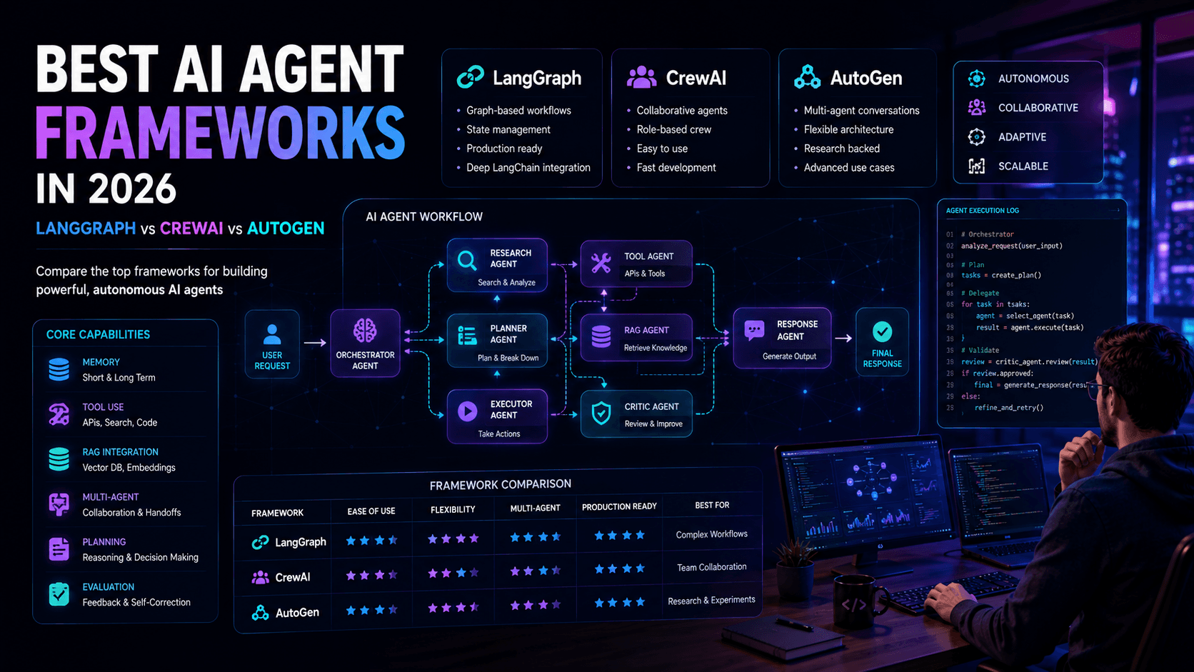 Best AI Agent Frameworks in 2026: LangGraph vs CrewAI vs AutoGen